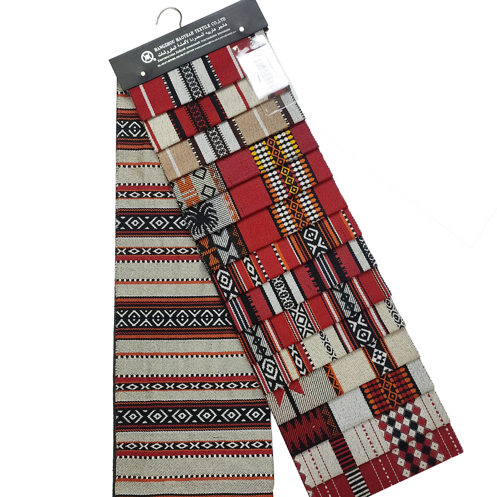 Brugerdefineret arabisk stil rød og sort jacquard sadu sofa polstring stof
