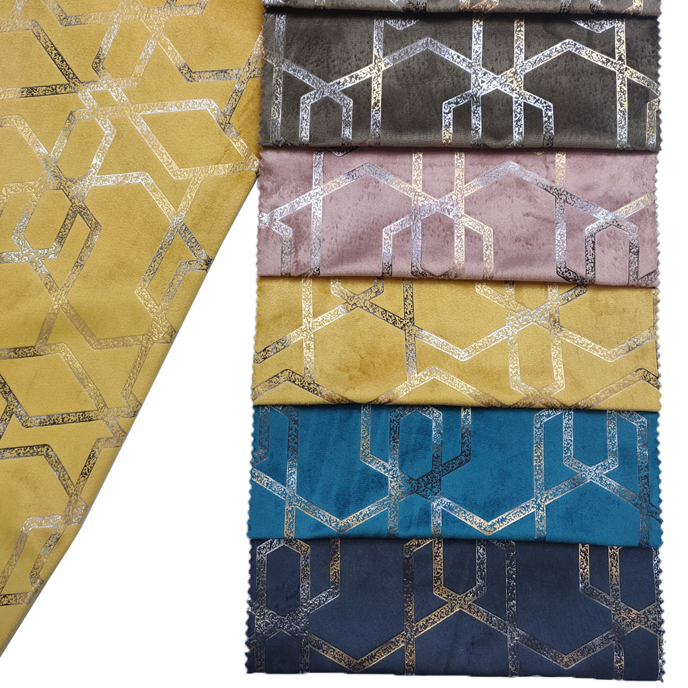 Kreativ geometrisk mønster guld folie print holland fløjl sofa møbler stof
